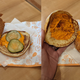 Buffalo ranch sauce generously applied to both the top and bottom of the sandwich